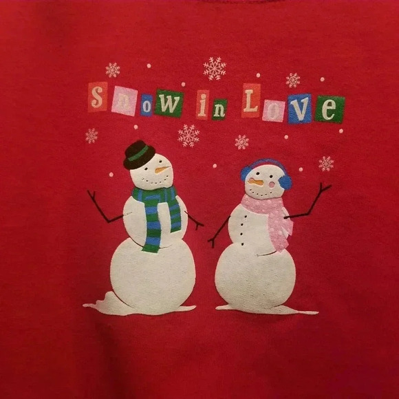 Hanes Snow in Love Red Christmas Sweatshirt Sz XXL - Picture 2 of 4